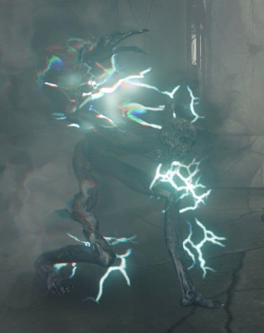 An Invisible half-materialised in a haze of white electrical discharge