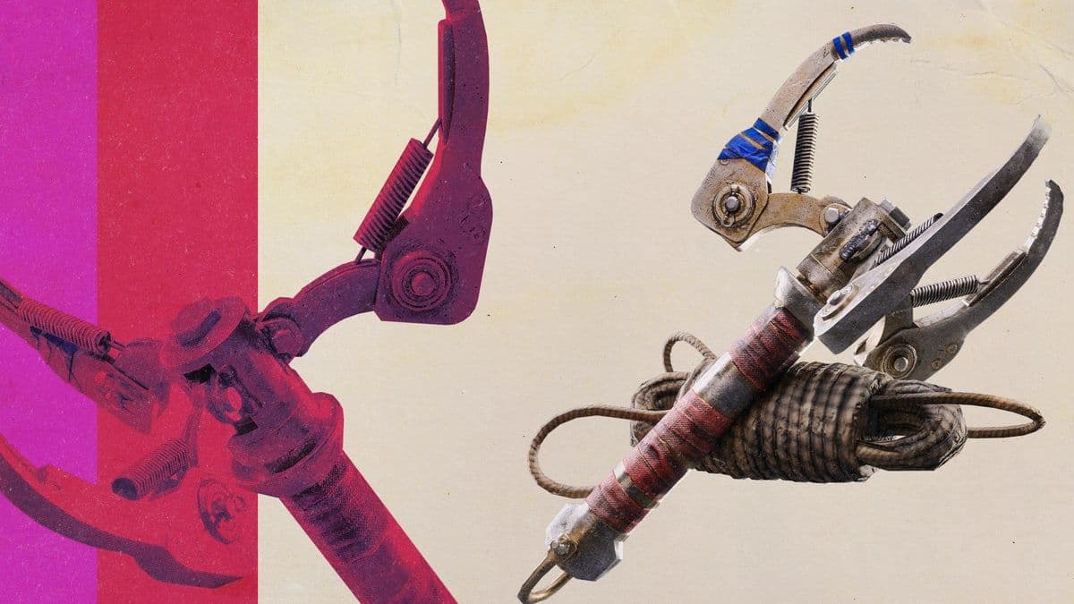 The Grappling Hook gadget on Embark's striped Frozen Trail art